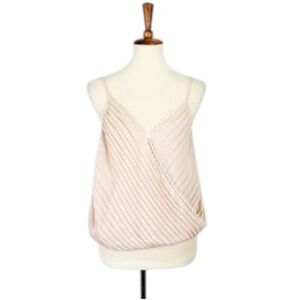 Eloise X Anthropologie L Blush Pink Pleated Tank Top Blouse